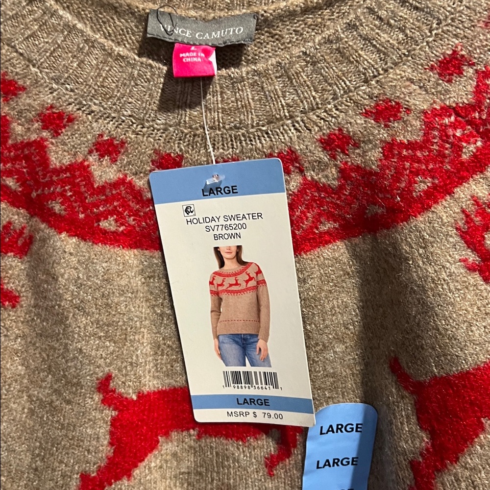 Ladies xl Vince Camuto sweater with reindeer measures 25 pit two pit - Picture 6 of 6